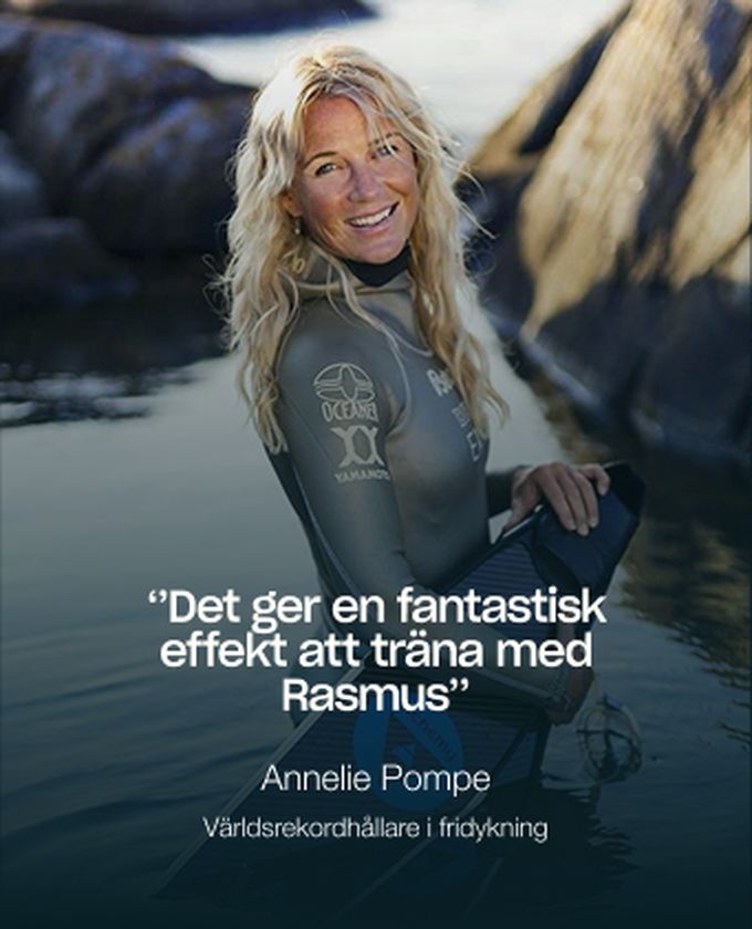 Annelie Pompe, världsrekordhållare i fridykning: ”Det ger en fantastisk effekt att träna med Rasmus.”