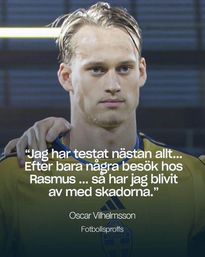 Oscar Vilhelmsson, fotbollsproffs: ”Jag har testat nästan allt. Efter bara några besök hos Rasmus har jag blivit av med skadorna.”
